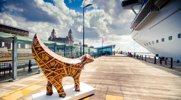 super lamb banana at the liverpool cruise terminal with the royal liver building in the background welcome to cuise
